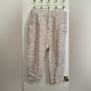 Athleta Cabo Linen Jogger Women’s Size 22 Khaki/Cream Camo Print